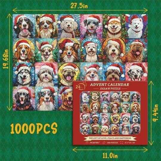 1000 piece Christmas Advent Calender Puzzle | Dog Puzzle - Goodlifebean Gifts