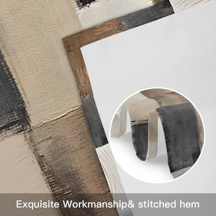 Abstract Neutral Color Blocks Kitchen Window Valance Curtain, Brushstroke Texture Rod Pocket Light Filtering Window Topper, 54 x 18 Inch, 1 Panel