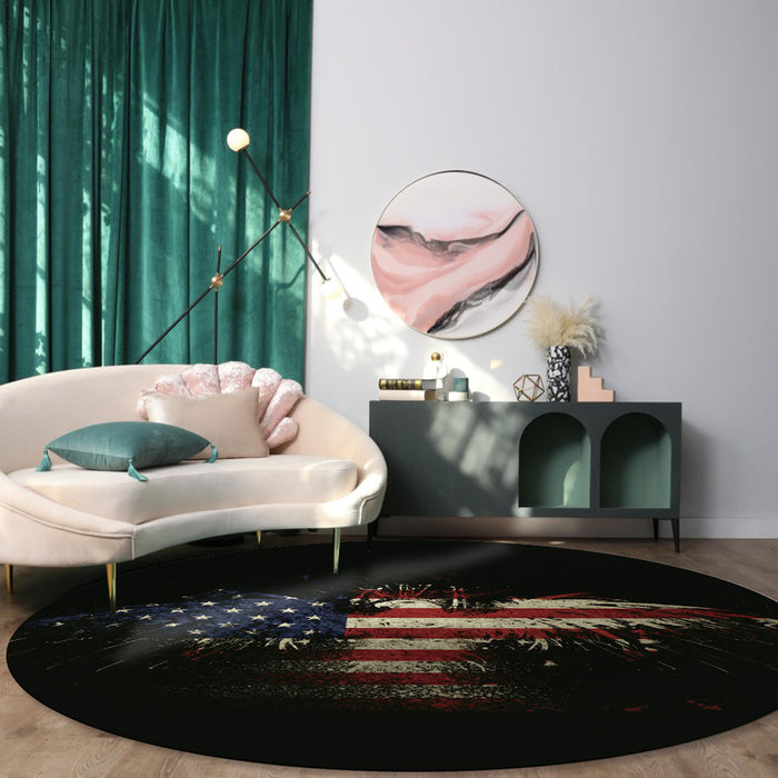 American Flag Eagle Circular Felt Rugs - LeobonZone