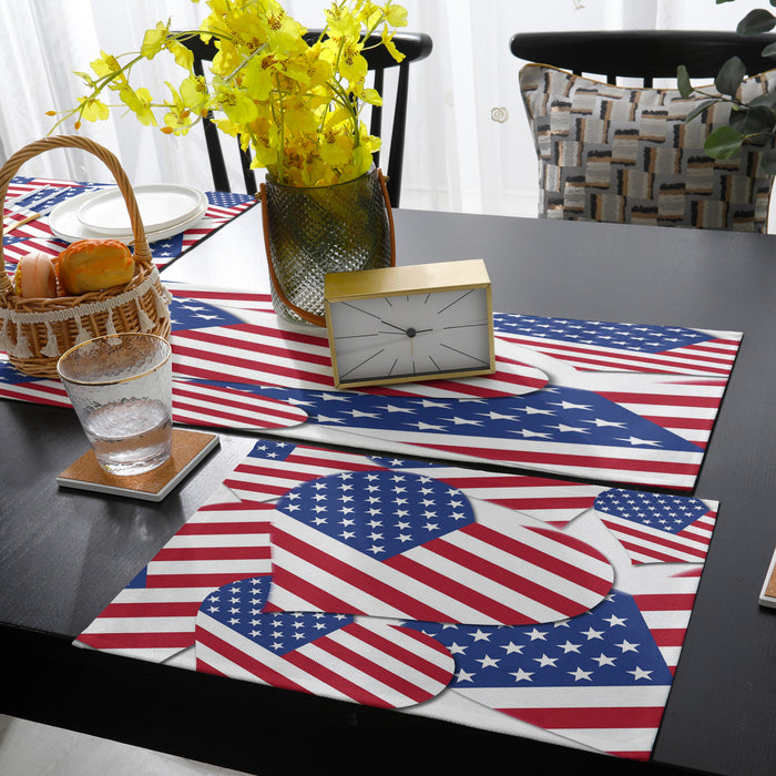 American flag of love Table Flag And Table Mat Suit - LeobonZone