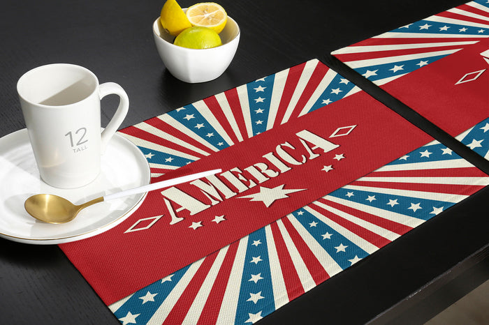 American Independence Day striped stars Personalized Table Placemats - LeobonZone