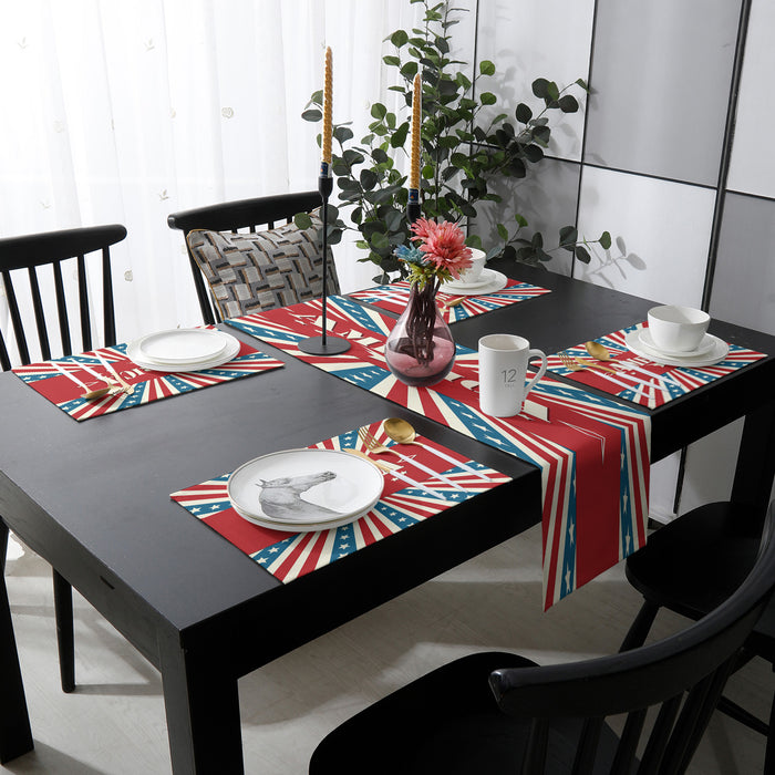 American Independence Day striped stars Table Flag And Table Mat Suit - LeobonZone
