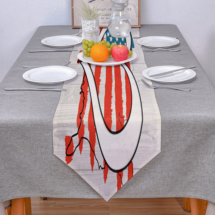 American love map flag Sharp Angle Table Runner Place Mats - LeobonZone