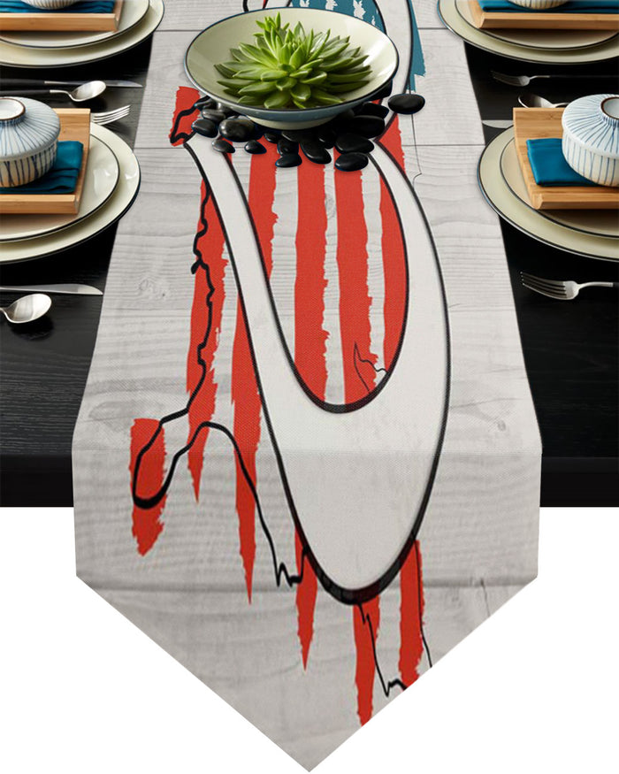American love map flag Sharp Angle Table Runner Place Mats - LeobonZone