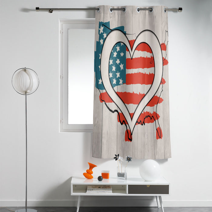 American love map flag window curtains - LeobonZone