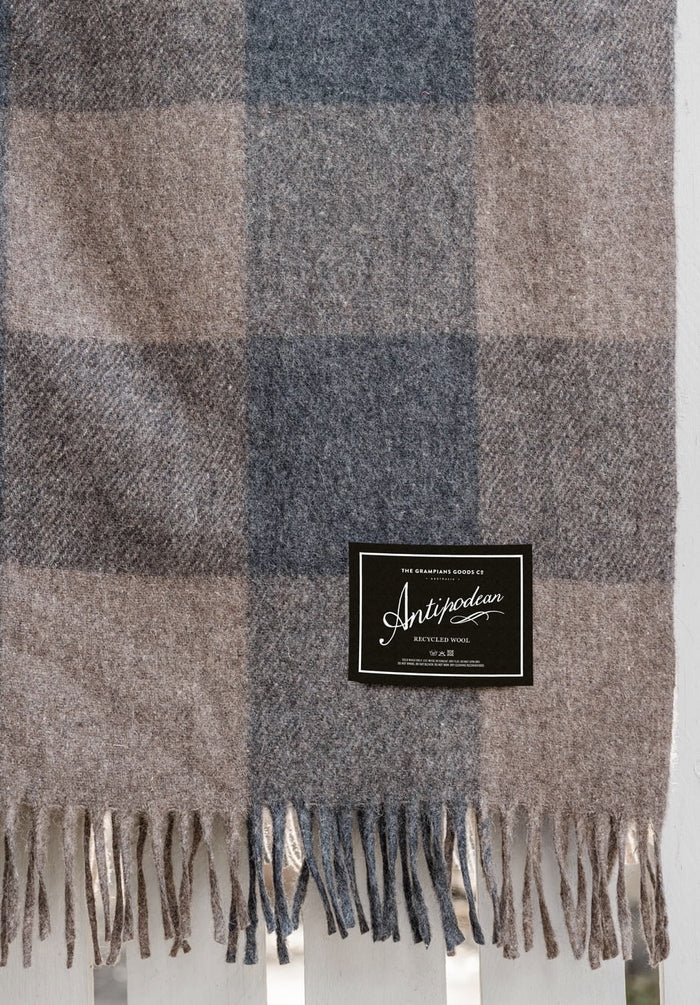 Antipodean Collection | Recycled Wool Check Blankets | Ash