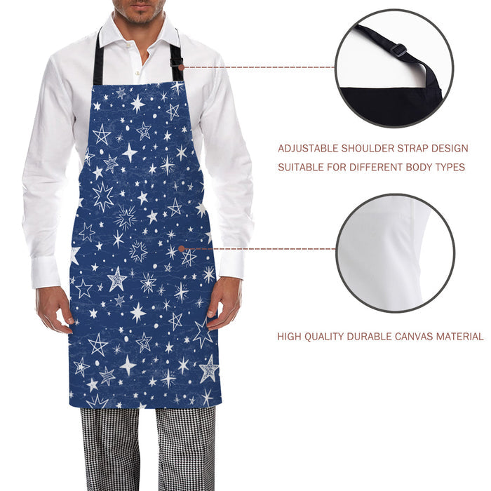 Beautiful Blue Stars Personalized Canvas Apron - LeobonZone