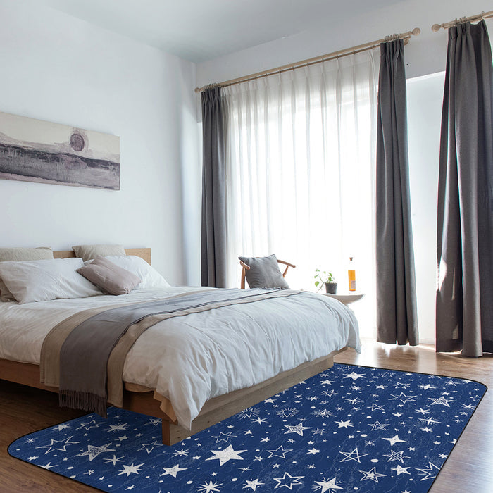 Beautiful Blue Stars Sponge Rillet Rubber Rugs - LeobonZone