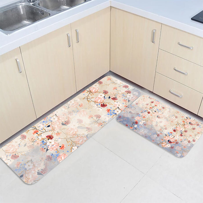 Beautiful Flowers Circular Angle Felt Carpets Two piece set - LeobonZone