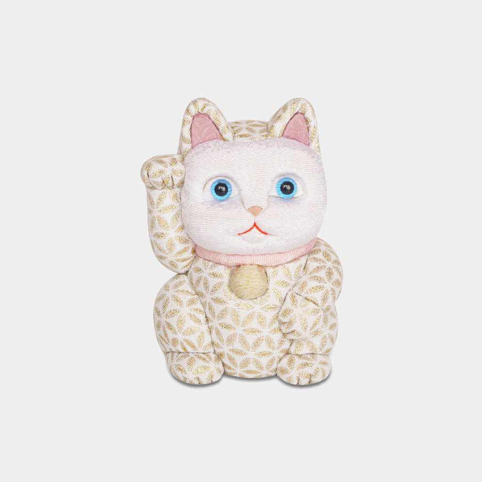 [BECKONING (LUCKY) CAT] MANEKI NEKO, KINSHO (S)  WHITE | EDO ART DOLLS | KAKINUMA DOLLS