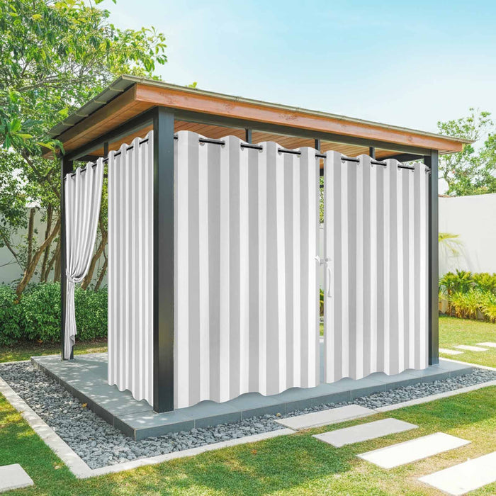 Bedliving Outdoor Curtains for Patio Waterproof, Gray White Stripe Grommet Curtains, Outside Drapes Porch Gazebo Pergola Cabana, 2 Panels, 54" x