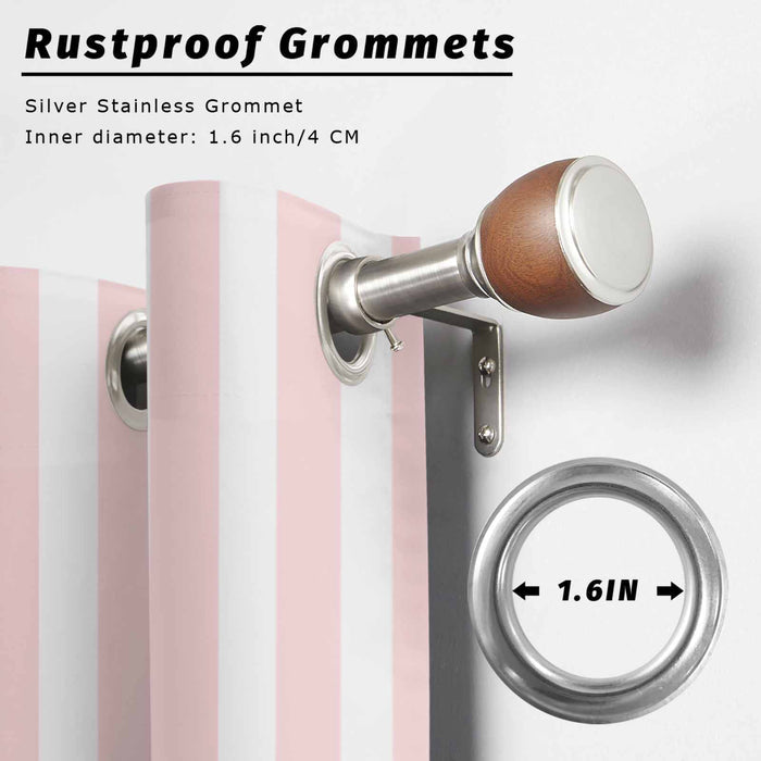 Bedliving Outdoor Curtains for Patio Waterproof, Light Pink White Stripe Grommet Curtains, Outside Drapes Porch Gazebo Pergola Cabana, 2 Panels, 54" x