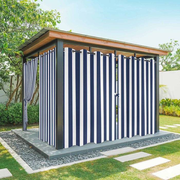 Bedliving Outdoor Curtains for Patio Waterproof, Navy Blue Stripes Grommet Curtains, Outside Drapes Porch Gazebo Pergola Cabana, 2 Panels, 54" x