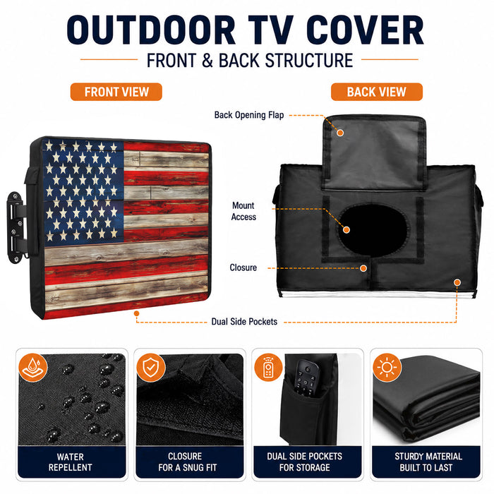 Bedliving Outdoor TV Cover for LCD LED, American Flag
