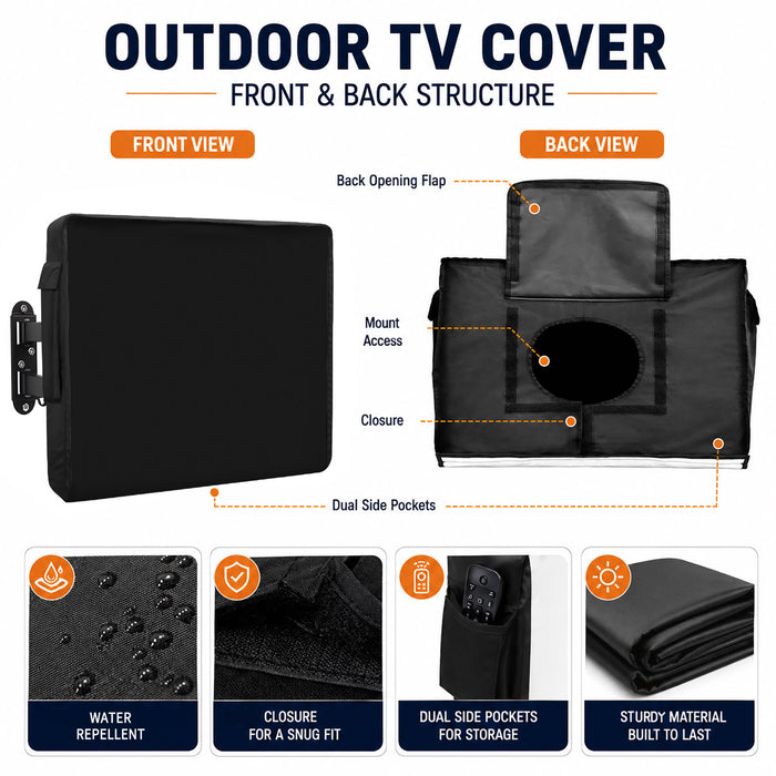 Bedliving Outdoor TV Cover for LCD LED, Black