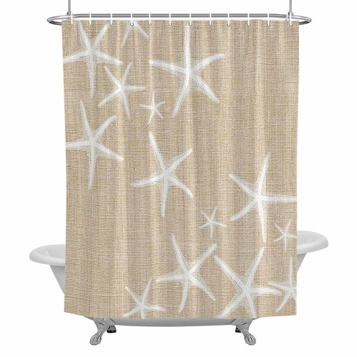 Bedliving Shower Curtain for Bathroom Beige Starfish Decorative Shower Curtains Set with 12 Hooks Summer Ocean Beach Bath Curtain Waterproof Fabric 72x72 inch