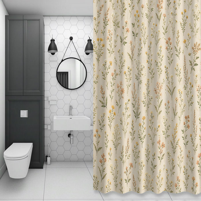Bedliving Shower Curtain for Bathroom Beige Wildflowers Decorative Shower Curtains Set with 12 Hooks Meadow Bath Curtain Waterproof Fabric 72x72 inch