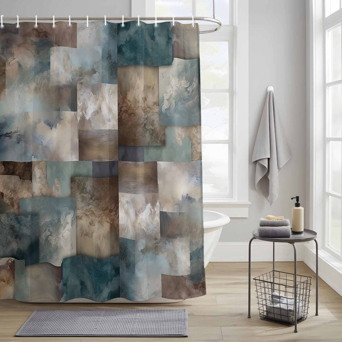 Bedliving Shower Curtain for Bathroom Geometric Block Decorative Shower Curtains Set with 12 Hooks Modern Ombre Abstract Art Bath Bedliving Curtain Waterproof Fabric 72x72 inch