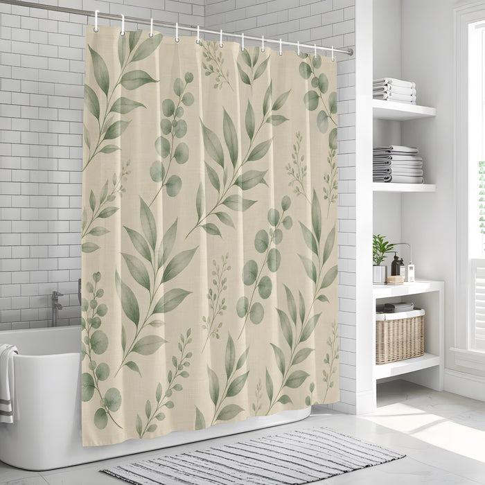 Bedliving Shower Curtain for Bathroom Sage Leaves Decorative Shower Curtains Set with 12 Hooks Eucalyptus Bath Curtain Waterproof Fabric 72x72 inch