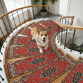 Bedliving Stair Treads for Wooden Steps, 15 Pack 8"x30" Non Slip Peel and Stick Carpet Stair Treads for Dogs, Red Bohemian Boho Tribe Texture