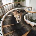 Bedliving Stair Treads for Wooden Steps, 15 Pack 8"x30" Non Slip Peel and Stick Carpet Stair Treads for Dogs, Black Leopard Print
