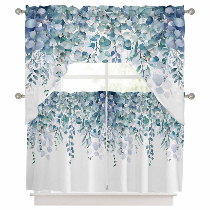 Bedliving Swag Valance for Eucalyptus Leaves & Blue Green Kitchen Bathroom Over