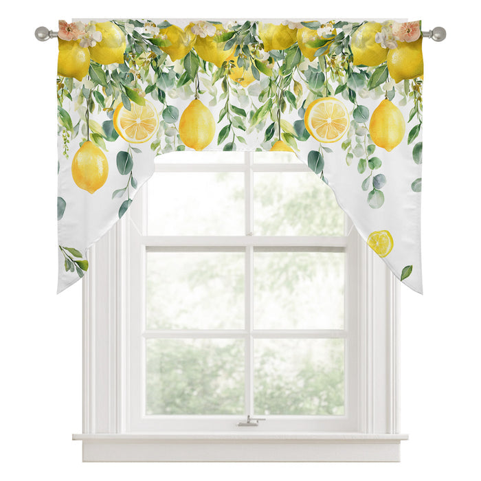 Bedliving Swag Valance for Floral Lemon & Fruit Eucalyptus Leaf Branches Kitchen Bathroom Over