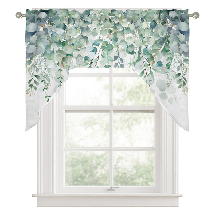 Bedliving Swag Valance for Sage Green Eucalyptus Leaves & Leaf Kitchen Bathroom Over