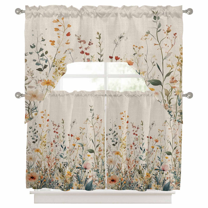 Bedliving Swag Valance for Spring Floral Vintage & Wildflower Botanical Kitchen Bathroom Over