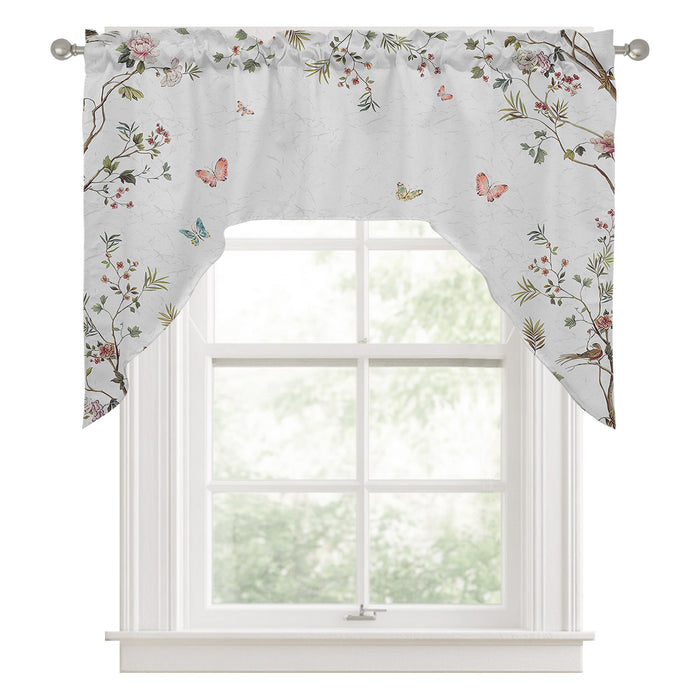 Bedliving Swag Valance for Spring Flowers & Floral Butterfly Tree Leaves Branch Kitchen Bathroom Over