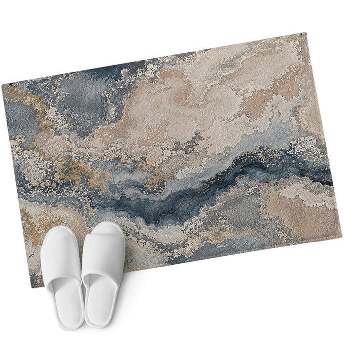 Bedliving x Washable Area Rug, Blue Gray Beige Layered Abstract Low Pile for