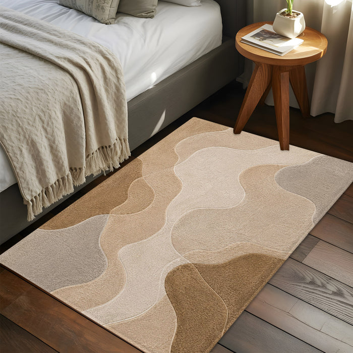 Bedliving x Washable Area Rug, Greige Beige Organic Low Pile for