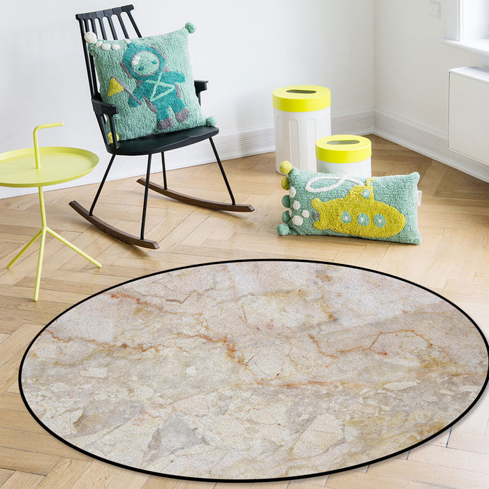 Beige Marble and granite pattern Circular Felt Rugs - LeobonZone