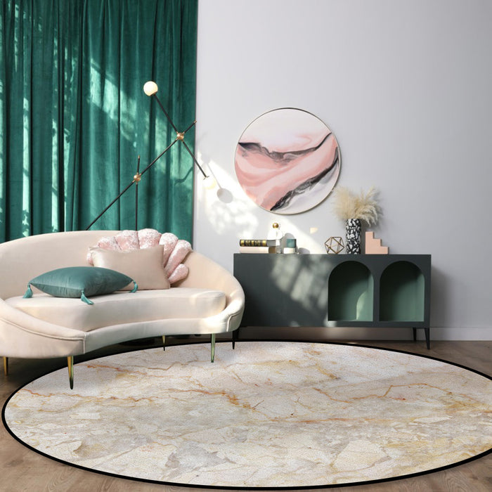 Beige Marble and granite pattern Circular Felt Rugs - LeobonZone