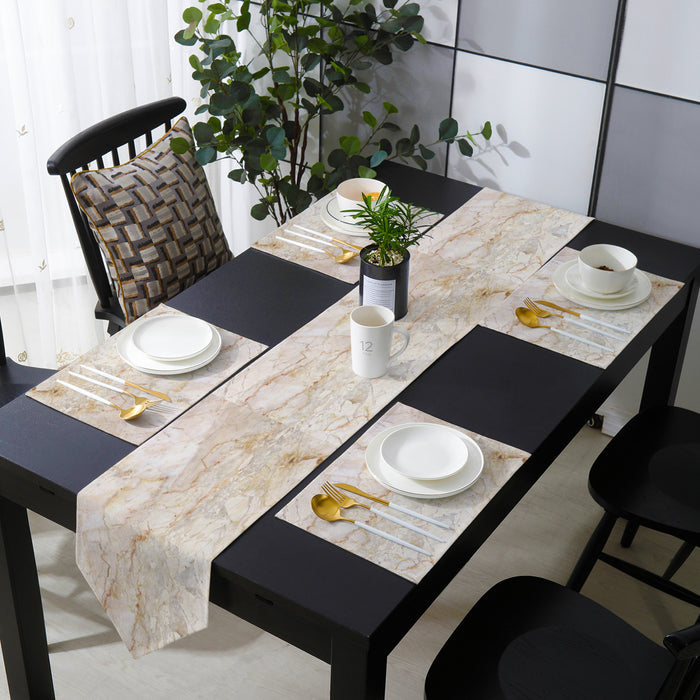 Beige Marble and granite pattern Table Flag And Table Mat Suit Sharp angle - LeobonZone