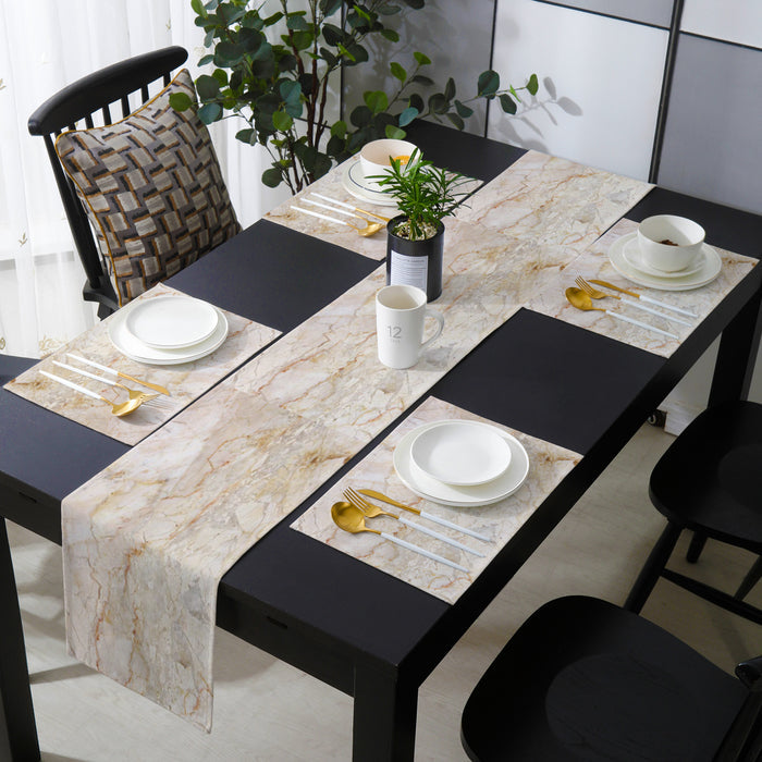 Beige Marble and granite pattern Table Flag And Table Mat Suit - LeobonZone