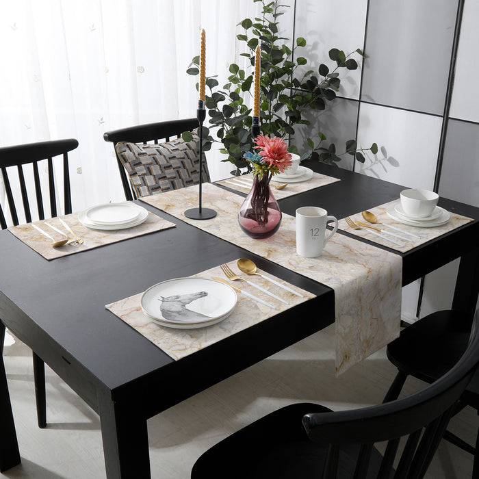 Beige Marble and granite pattern Table Flag And Table Mat Suit - LeobonZone