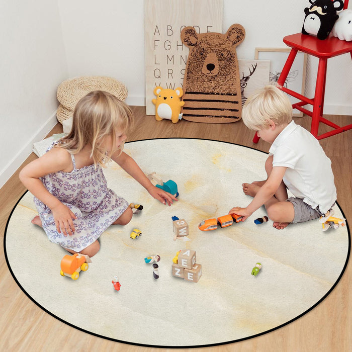 Beige Marble Texture Circular Felt Rugs - LeobonZone