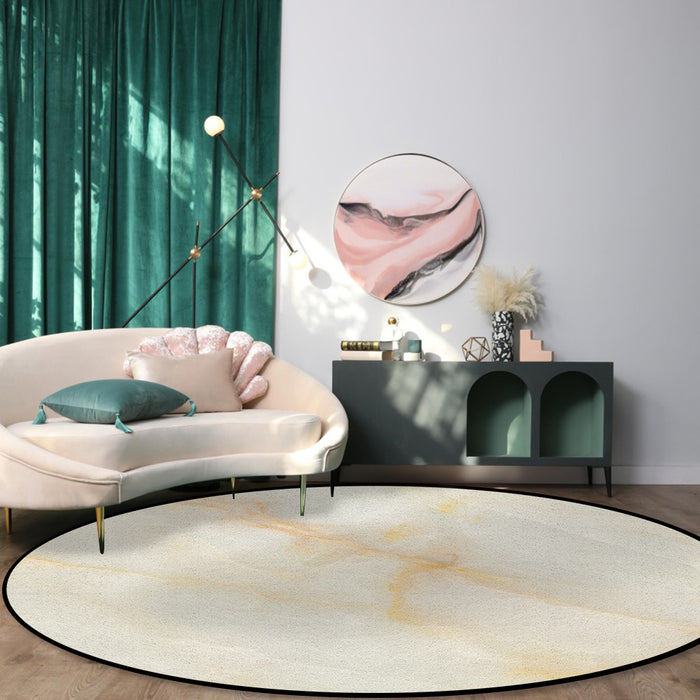 Beige Marble Texture Circular Felt Rugs - LeobonZone