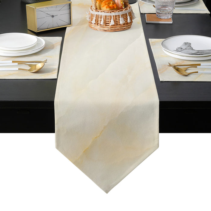 Beige Marble Texture Table Flag And Table Mat Suit Sharp angle - LeobonZone