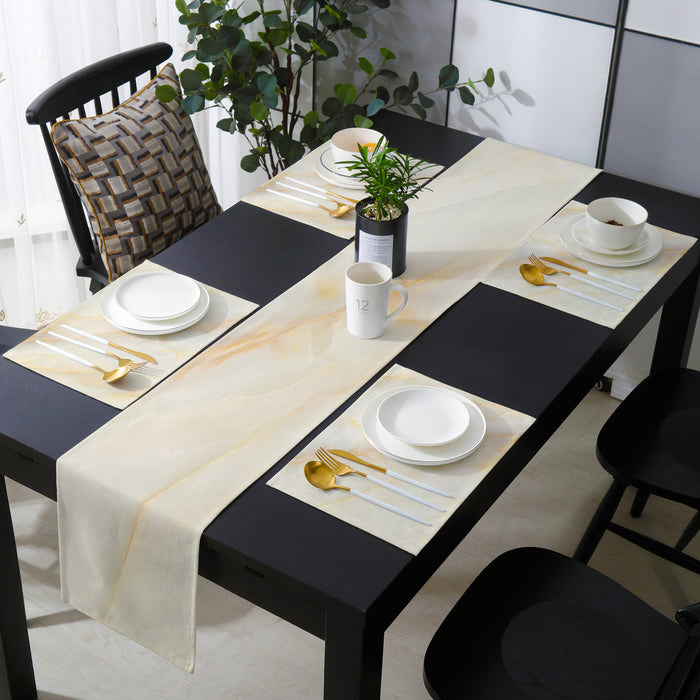 Beige Marble Texture Table Flag And Table Mat Suit - LeobonZone