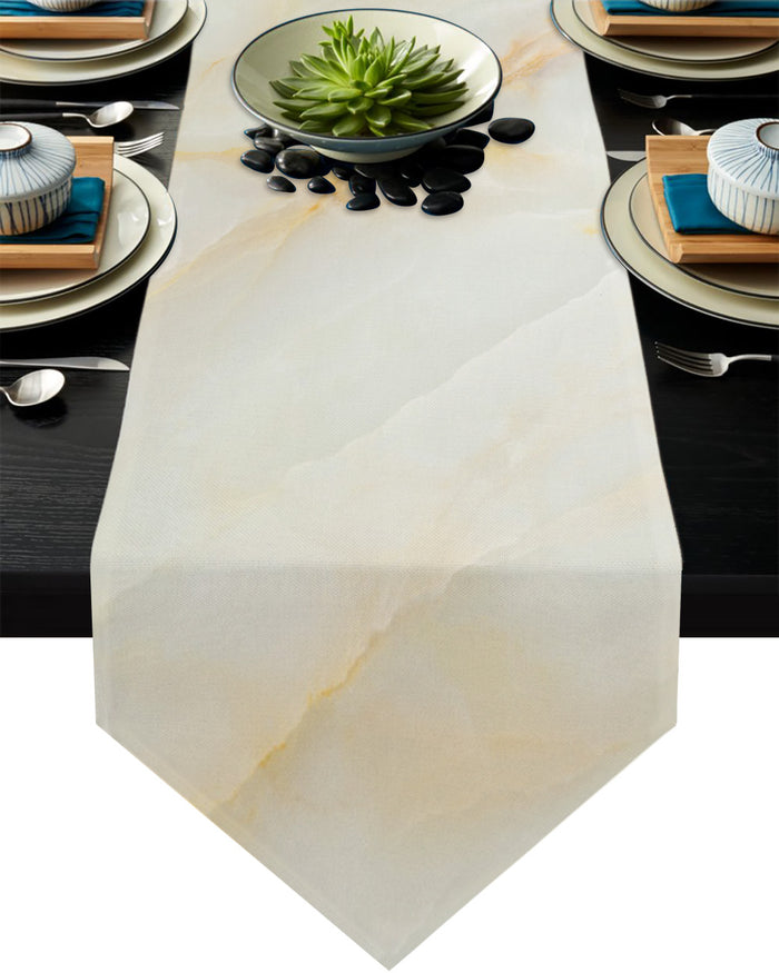 Beige Marble Texture Table Runner Place Mats Sharp Angle - LeobonZone