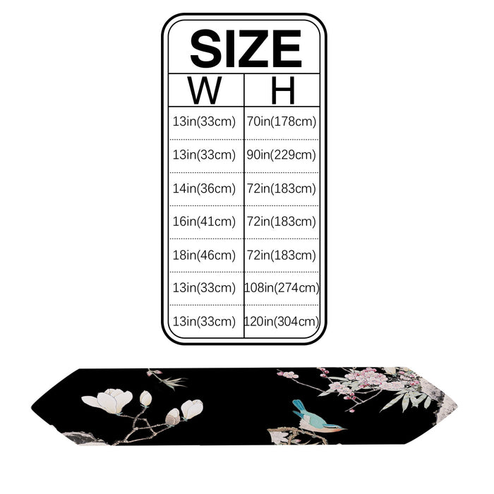 Bird painting in Chinese style Black Table Runner Place Mats - LeobonZone