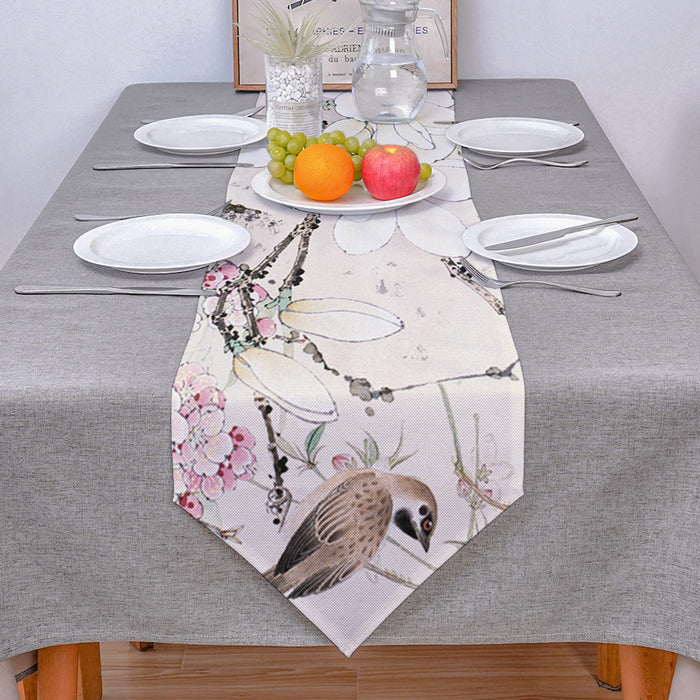 Bird painting in Chinese style Table Runner Place Mats - LeobonZone