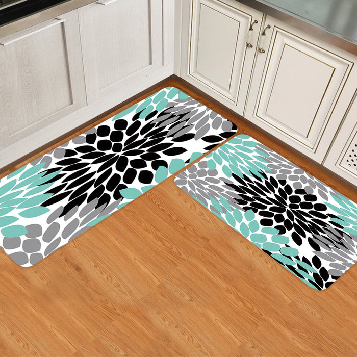 Black Abstract Dahlia Circular Angle Felt Carpets Two piece set - LeobonZone