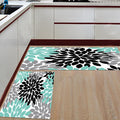 Black Abstract Dahlia Right Angle Felt Doormat Two piece set - LeobonZone