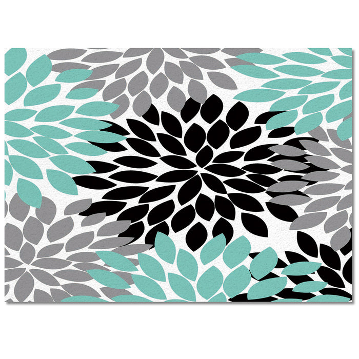 Black Abstract Dahlia Right Angle Felt Rugs - LeobonZone