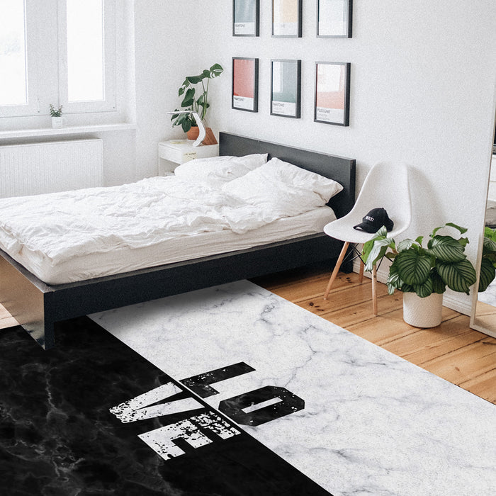 Black and white marble texture Right Angle Felt Rugs - LeobonZone