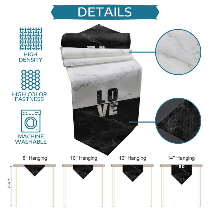 Black and white marble texture Table Runner Place Mats Sharp Angle - LeobonZone