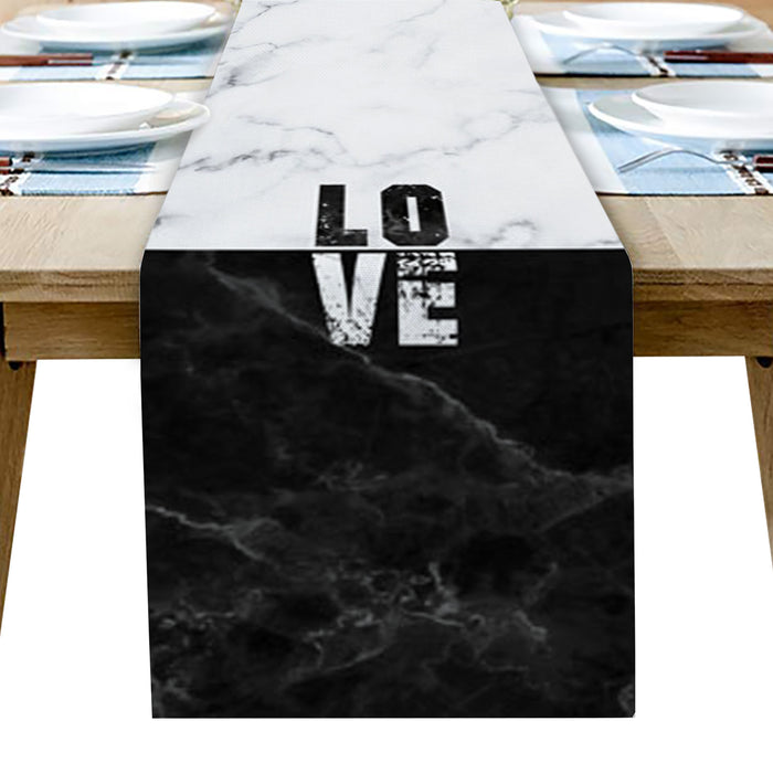 Black and white marble texture Table Runner Place Mats - LeobonZone